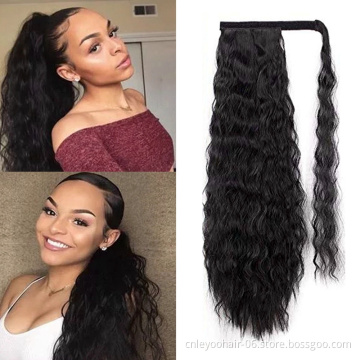 Beauty golden simple health temperature fiber natural black human hair wig synthetic ponytail